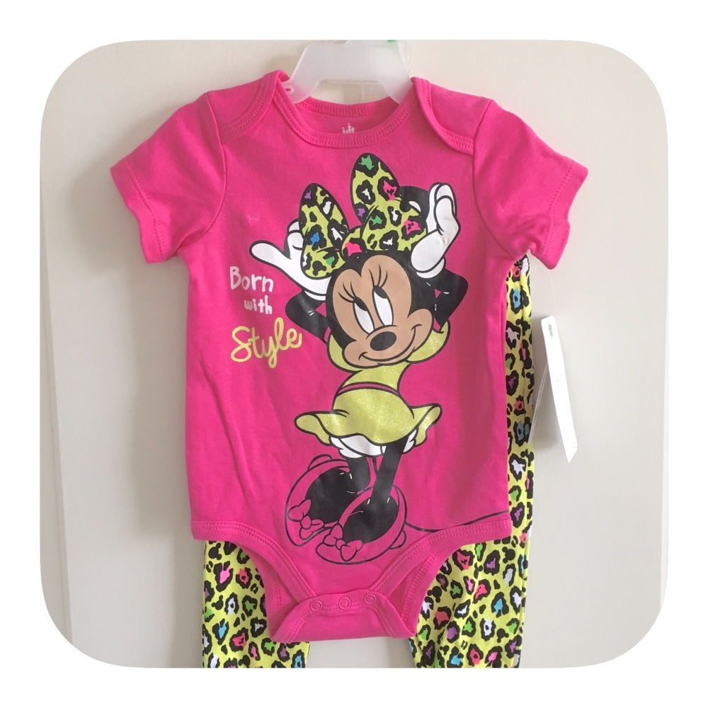 💗NWT Minnie Mouse Onesie Leggings Outfit Set - Picture 2 of 4